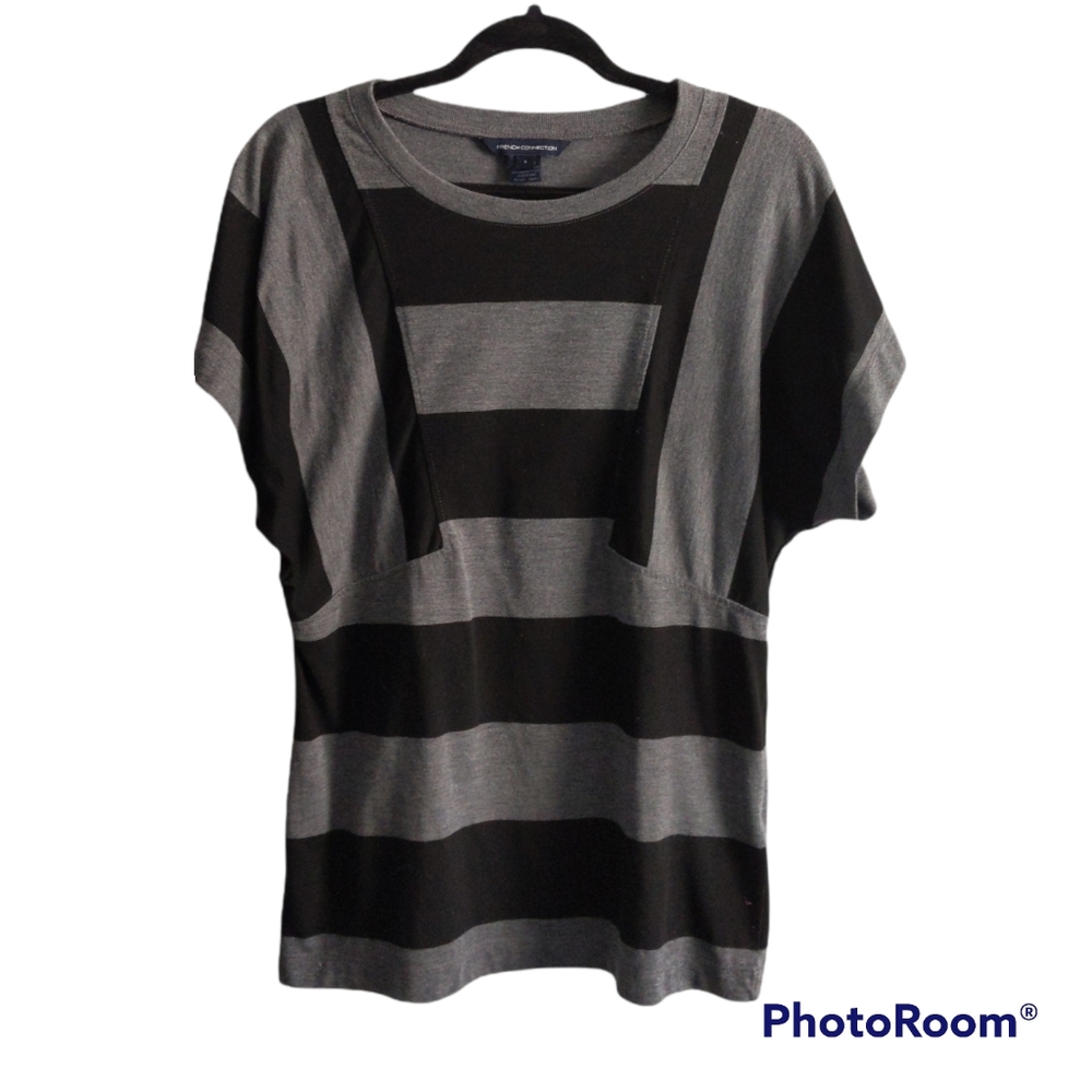 French Connection Oversized Striped Black and Grey Tunic S